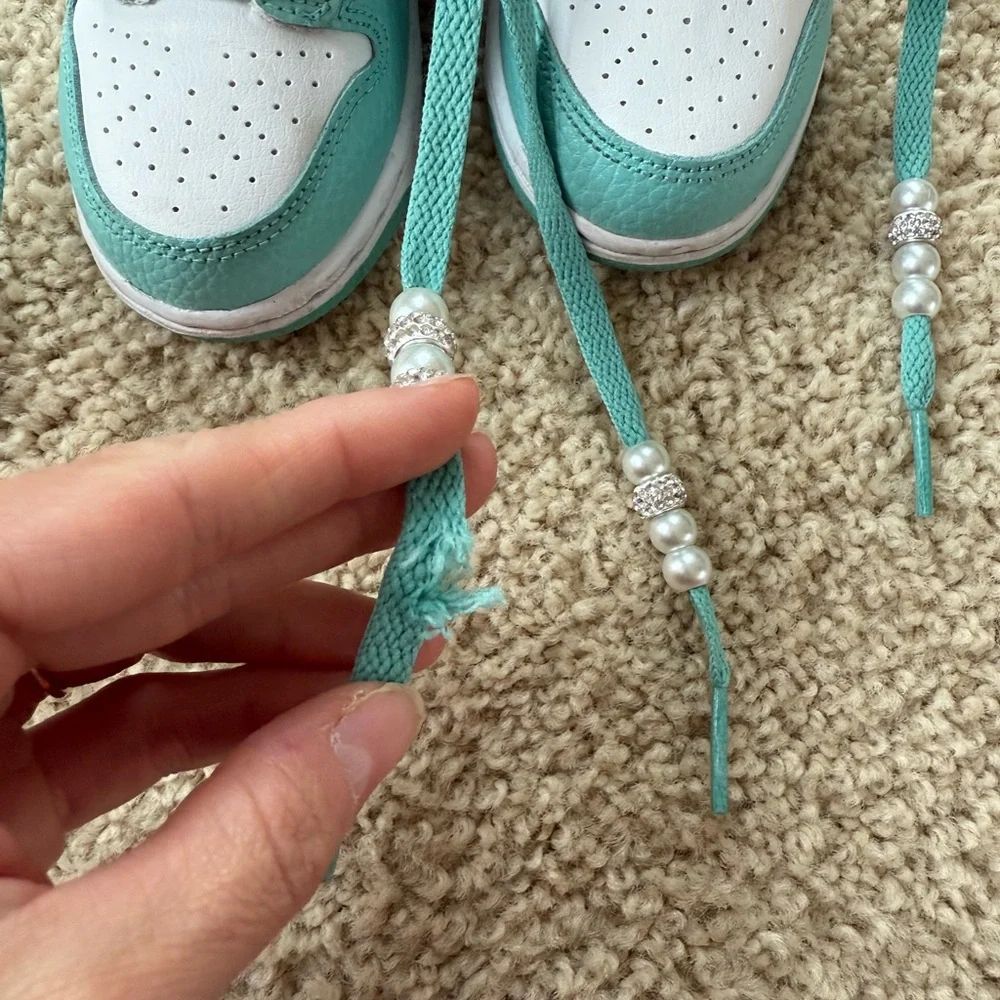 Nike Kids High-Top Sneakers Teal and White